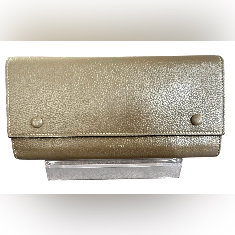 CELINE 2016 Leather Continental Wallet with Yellow Leather Interior Snap Closure